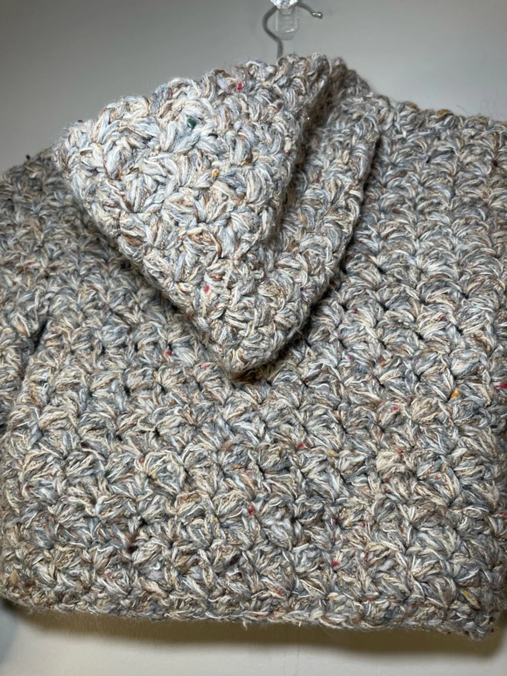Handcrafted Cream Marled Knit Kids Jacket with Toggle Closures